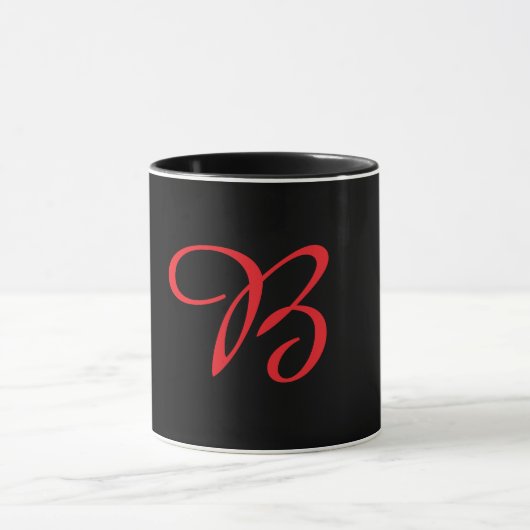 Mug Monogramme Initiale Cursive B Noir (Centre)