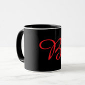 Mug Monogramme Initiale Cursive B Noir (Devant gauche)
