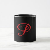 Mug Monogramme Initiale Cursive P Noir (Centre)