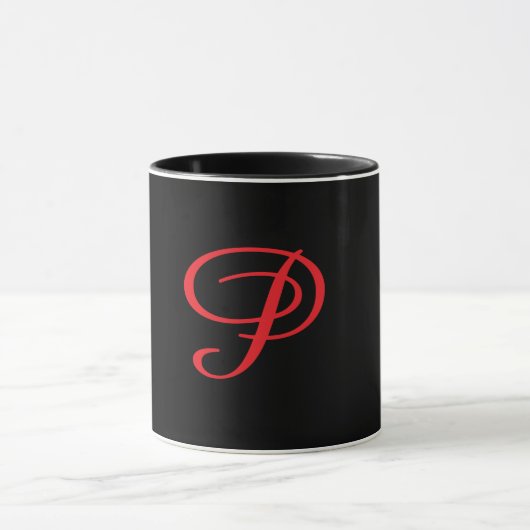 Mug Monogramme Initiale Cursive P Noir (Centre)