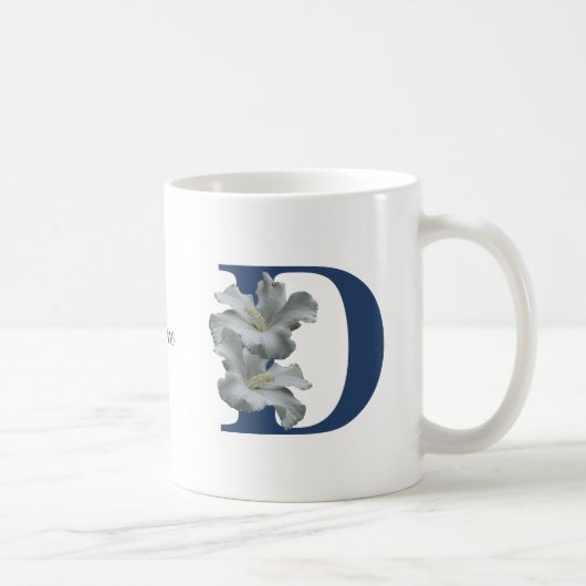 Mug Monogramme initiale D de fleur d'Hibiscus personna (Droite)