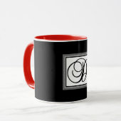 Mug Monogramme Initiale D Rouge à l'Intérieur Noir à l (Devant gauche)