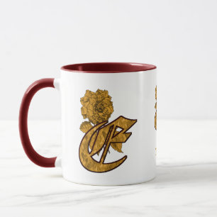 Mug Monogramme Initiale E Élégant Pivoine Personnalisé