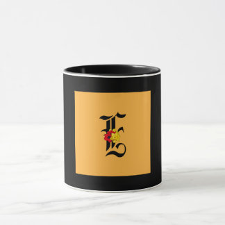 Mug Monogramme Initiale E Noir Intérieur Noir Extérieu