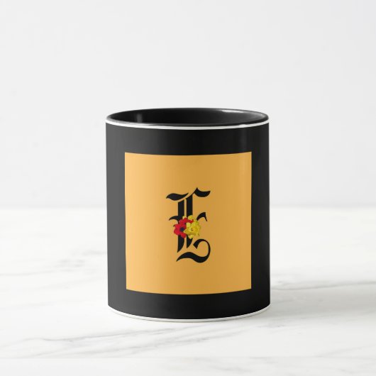 Mug Monogramme Initiale E Noir Intérieur Noir Extérieu (Centre)