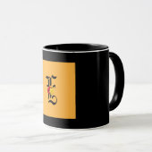 Mug Monogramme Initiale E Noir Intérieur Noir Extérieu (Devant droit)