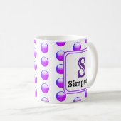 Mug Monogramme Initiale et Nom à Points Polka Violet (Devant droit)