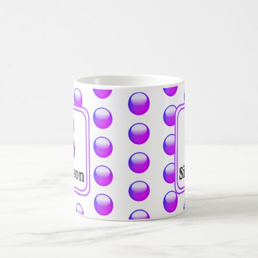 Mug Monogramme Initiale et Nom à Points Polka Violet (Centre)