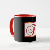 Mug Monogramme Initiale F Blanc Rouge à l'Intérieur No (Devant gauche)