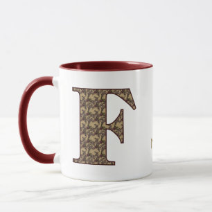 Mug Monogramme Initiale F Floral Vintage Personnalisé