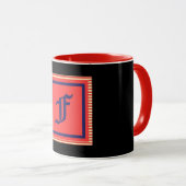 Mug Monogramme initiale F rouge à l'intérieur noir à l (Devant droit)
