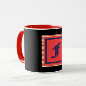 Mug Monogramme initiale F rouge à l'intérieur noir à l (Devant gauche)