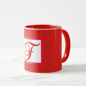 Mug Monogramme Initiale F Rouge à l'intérieur Rouge à (Devant droit)