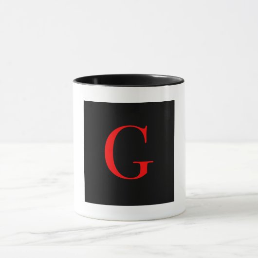 Mug Monogramme Initiale G Combinaison Noir Blanc (Centre)