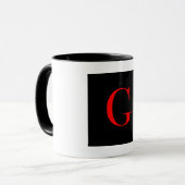 Mug Monogramme Initiale G Combinaison Noir Blanc (Devant gauche)
