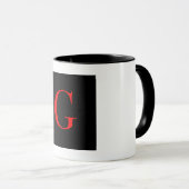 Mug Monogramme Initiale G Combinaison Noir Blanc (Devant droit)