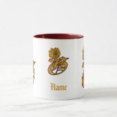 Mug Monogramme Initiale G Élégant Péonie Dorée Personn (Centre)