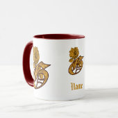Mug Monogramme Initiale G Élégant Péonie Dorée Personn (Devant gauche)