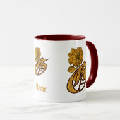 Mug Monogramme Initiale G Élégant Péonie Dorée Personn (Devant droit)