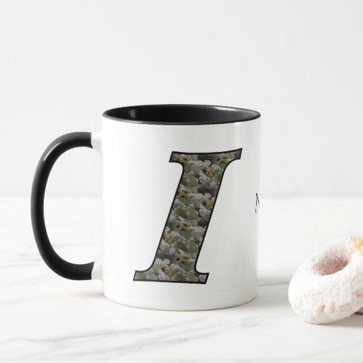 Mug Monogramme Initiale I Fleurs D'Hydrangea Personnal (Avec donut)