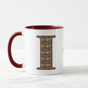 Mug Monogramme Initiale I Floral Vintage Personnalisé