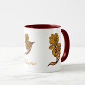 Mug Monogramme Initiale J Élégant Péonie Dorée Personn (Devant droit)