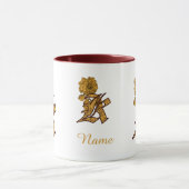 Mug Monogramme Initiale K Élégant Péonie Dorée Personn (Centre)