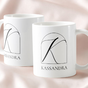 Mug Monogramme Initiale K en Écriture Minimaliste Arch