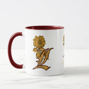 Mug Monogramme Initiale L Élégant Pivoine Personnalisé