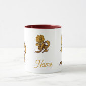 Mug Monogramme Initiale N Or Peony Personnalisé (Centre)