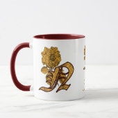 Mug Monogramme Initiale N Or Peony Personnalisé (Gauche)