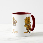 Mug Monogramme Initiale N Or Peony Personnalisé (Devant droit)