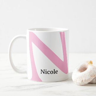 Mug Monogramme Initiale & Nom Démesuré Moderne