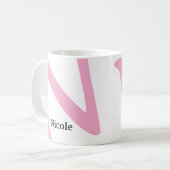 Mug Monogramme Initiale & Nom Démesuré Moderne (Devant gauche)