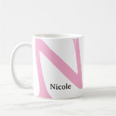 Mug Monogramme Initiale & Nom Démesuré Moderne (Gauche)