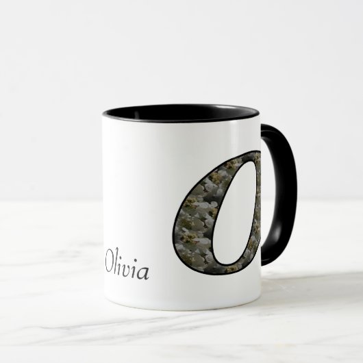 Mug Monogramme Initiale O Fleur d'Hydrangea Personnali (Devant droit)