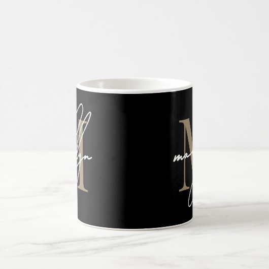 Mug Monogramme Initiale Or Noir (Centre)