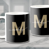 Mug Monogramme Initiale Or Noir