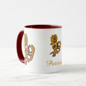 Mug Monogramme Initiale P Élégant Péonie Personnalisé (Devant gauche)