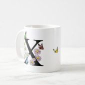 Mug Monogramme initiale papillon floral lettre X    (Devant gauche)