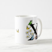 Mug Monogramme initiale papillon floral X    (Devant droit)