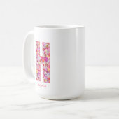Mug Monogramme initiale personnalisé | Lettre florale (Devant gauche)