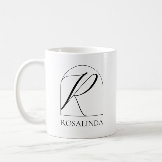 Mug Monogramme Initiale R Script Black Arch Minimal (Gauche)