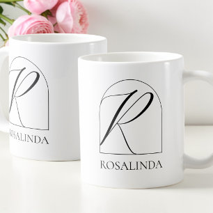 Mug Monogramme Initiale R Script Black Arch Minimal