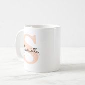 Mug Monogramme Initiale Rose Élégant Moderne Personnal (Devant gauche)