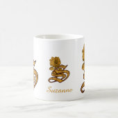 Mug Monogramme Initiale S Élégant Péonie Dorée Personn (Centre)