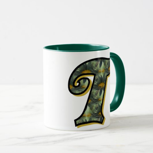 Mug Monogramme Initiale T Fleurs Artistiques de Margue (Devant droit)