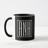 Mug Monogramme Initiales 3 Moderne Gras | Blanc Sur No (Gauche)