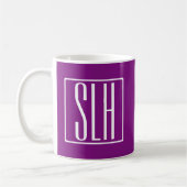 Mug Monogramme Initiales 3 Moderne Gras | Blanc & Viol (Gauche)