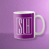 Mug Monogramme Initiales 3 Moderne Gras | Blanc & Viol